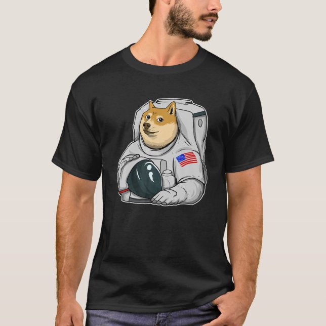 T-shirt L'astronaute de la Lune Cryptomonnaie Shiba Inu M (Devant)