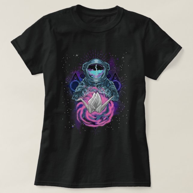 T-shirt L'astronaute de l'art spatial Origami (Design devant)