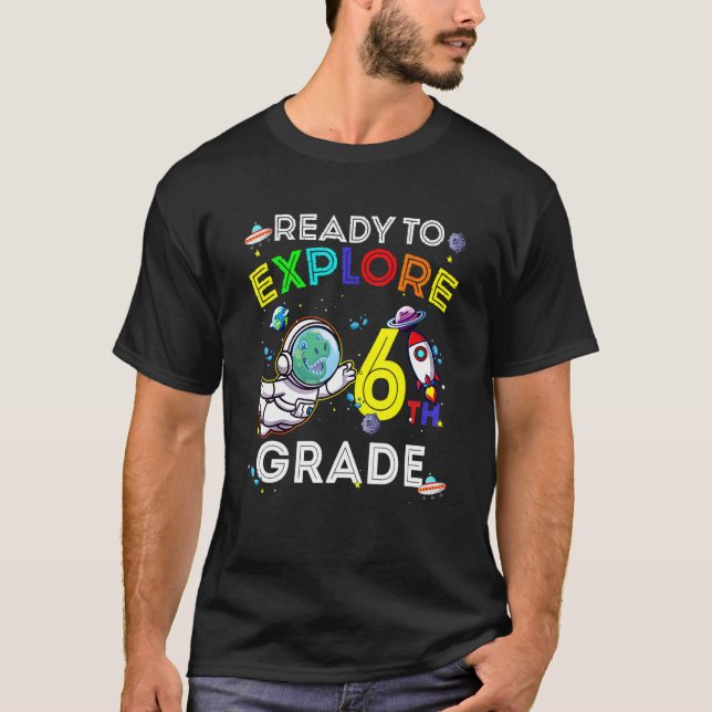 T-shirt L'astronaute Dino Dinosaure de l'espace prêt à exp (Devant)