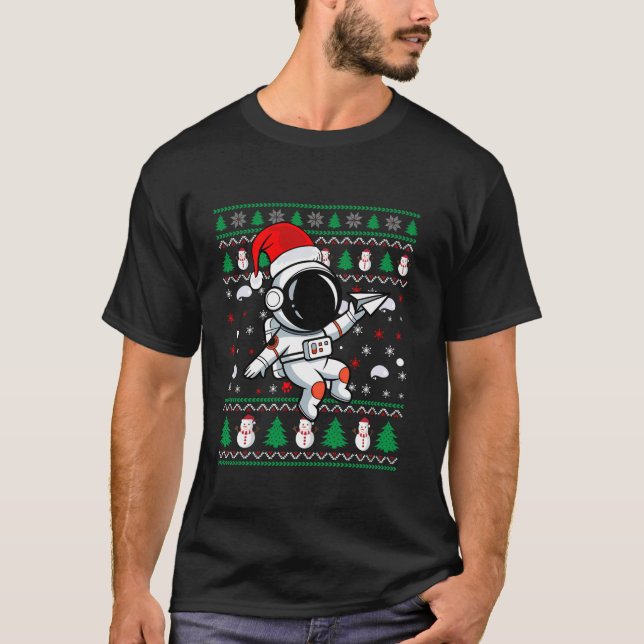 T-shirt L'astronaute drôle Vilain Noël Santa Hat Space Sno (Devant)