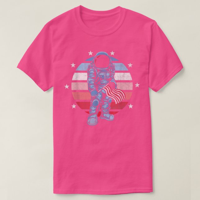 T-shirt L'astronaute du drapeau américain 4 juillet (Design devant)