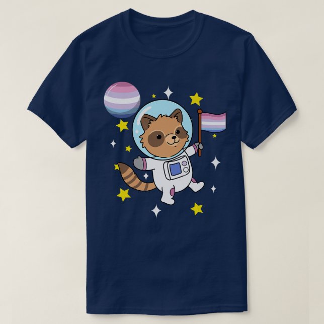T-shirt L'astronaute du Raccoon Bigender Pride (Design devant)