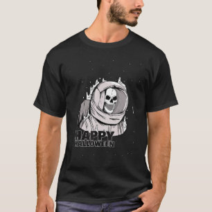 T-shirt L'astronaute éffrayante Skeleton Happy Halloween