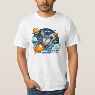 T-shirt l'astronaute fait le tour de la fusée
