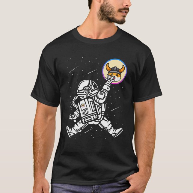 T-shirt L'astronaute Floki Inu Coin Crypto Token Cryptocur (Devant)