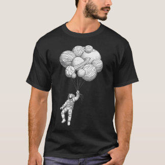 T-shirt L'astronaute Flotte Avec Des Ballons Planètes À Ma