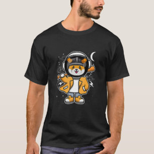 T-shirt L'Astronaute Hiphop Floki Inu Coin À La Cristal Lu