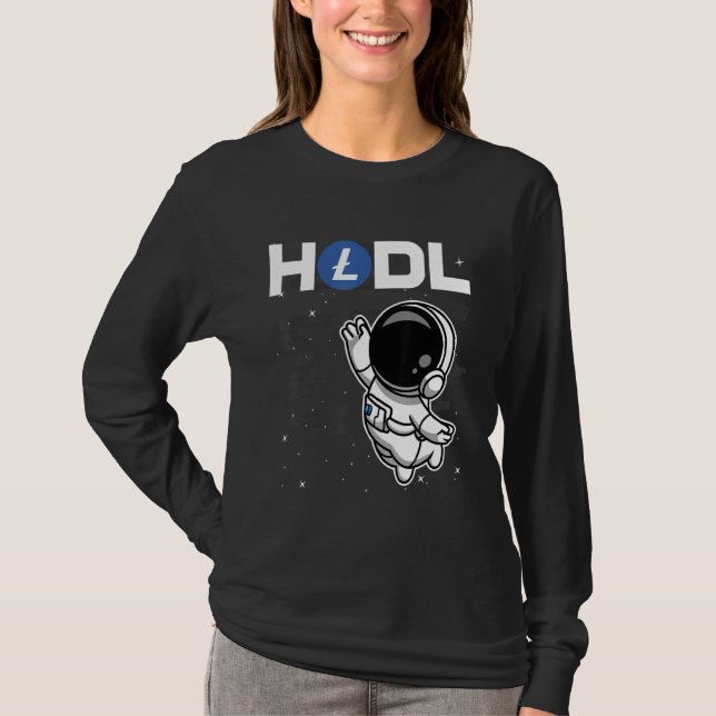 T-shirt L'Astronaute Hodl Litecoin Ltc Pièce À La Crypte L (Devant)