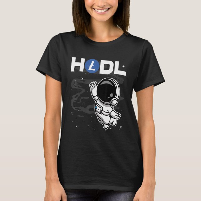 T-shirt L'Astronaute Hodl Litecoin Ltc Pièce À La Crypte L (Devant)