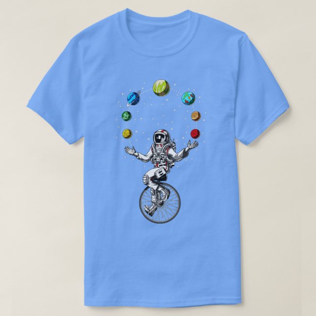 T-shirt L'astronaute Jongle avec des planètes spatiales (Design devant)