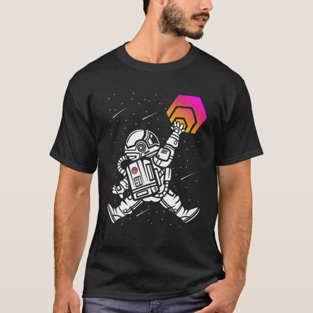 T-shirt L'astronaute Jump HEX Coin À La Lune Crypto Token  (Devant)