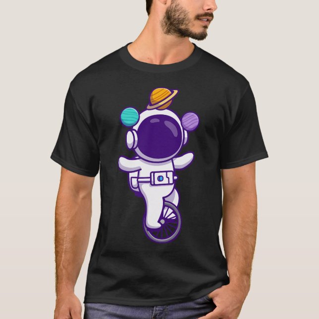 T-shirt L'Astronaute Mignonne Fait Du Vélo Unicycle (Devant)