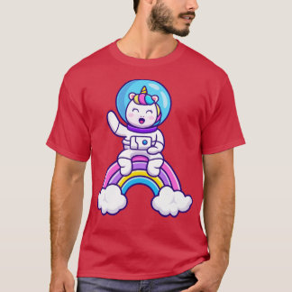 T-shirt L'Astronaute Mignonne Unicorn Assis Sur Un Dessin 