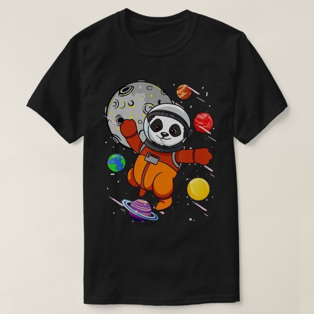 T-shirt L'astronaute Panda Space Planètes Panda Bear Cos (Design devant)