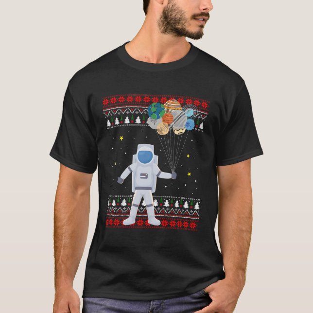 T-shirt L'astronaute Planète Cadeau Pour Noël (Devant)