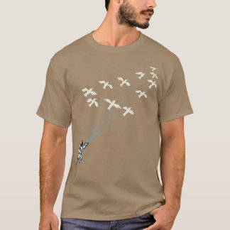 T-shirt L'astronaute Prince vole avec des oiseaux Noir et 