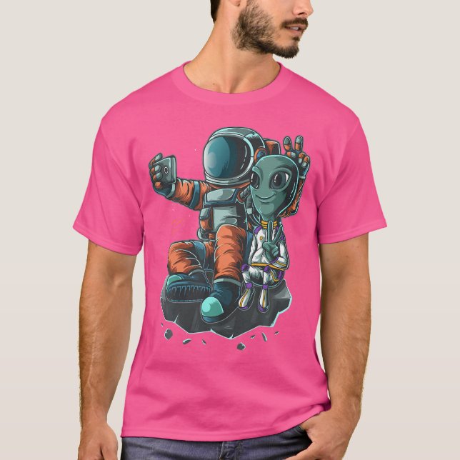 T-shirt L'astronaute Roswell Alien Slefie Funny Graphisme (Devant)
