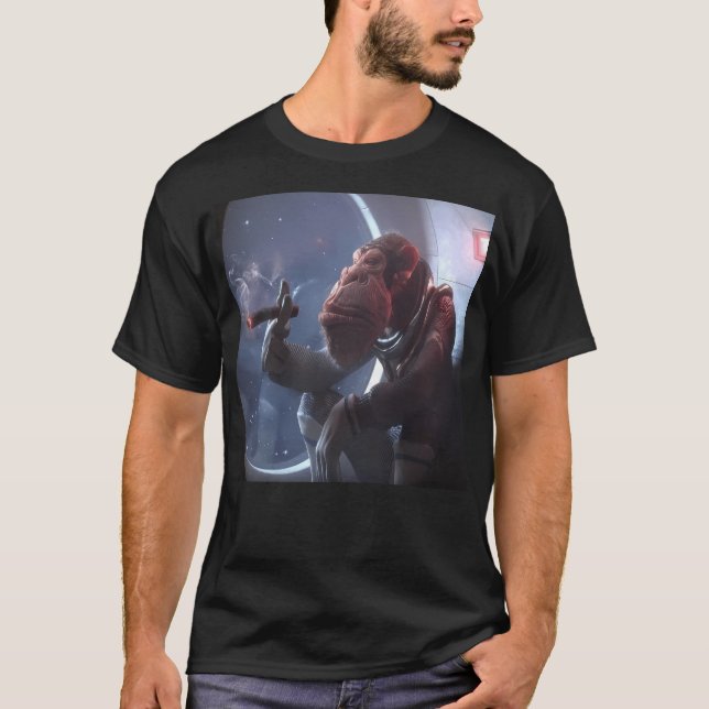 T-shirt L'Astronaute Singe Fumant Un Cigre Dans L'Espace (Devant)