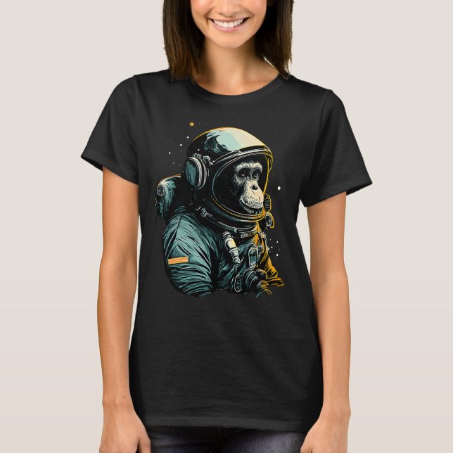 T-shirt L'astronaute spatial Chimpanzé voyage Singe Vintag (Devant)