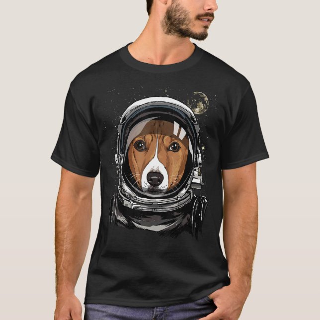 T-shirt L'astronaute spatiale African Basenji Dog Face Ast (Devant)