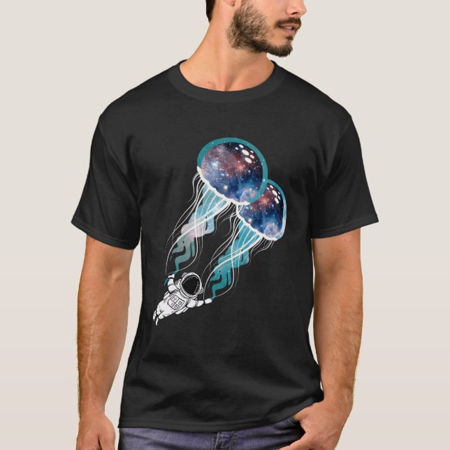 T-shirt L'astronaute spatiale Jellyfish Galaxy Diver Surfe (Devant)
