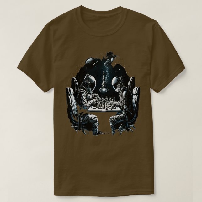T-shirt L'astronaute spatiale joue à l'astronomie des éche (Design devant)