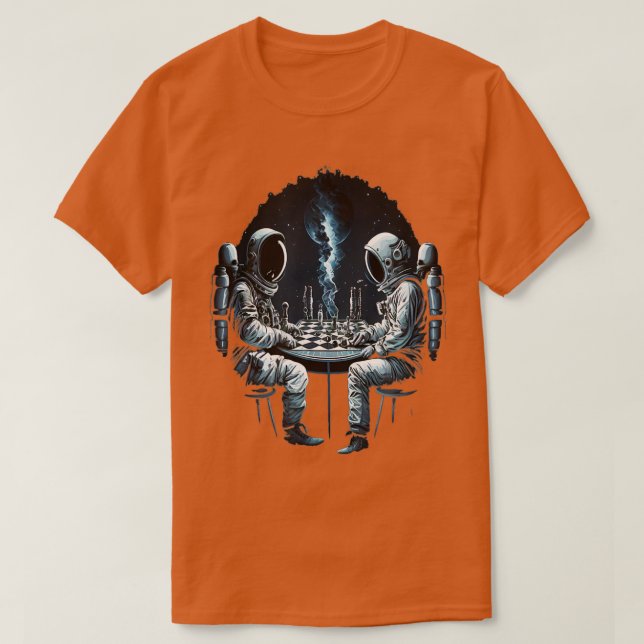 T-shirt L'astronaute spatiale joue à l'astronomie des éche (Design devant)