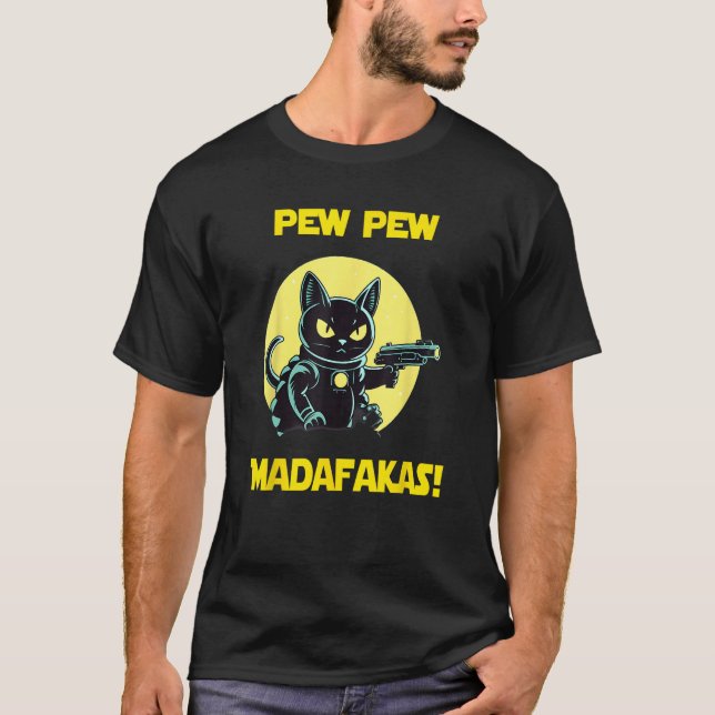 T-shirt L'astronaute spatiale Pew Madafakas Bombay Cat (Devant)