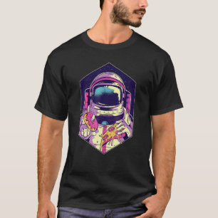 T-shirt L'Astronaute Tient La Pizza Et La Pizza De Donut