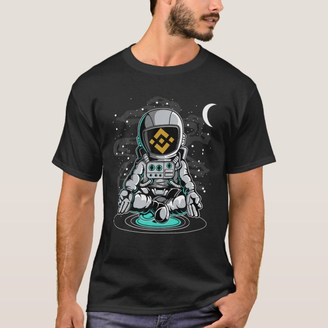 T-shirt L'astronaute Yoga Binance BNB Au Crypto Lune A Pri (Devant)