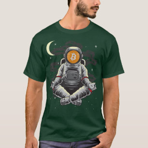 T-shirt L'Astronaute Yoga BitCoin BTC Pièce À La Crypto Lu