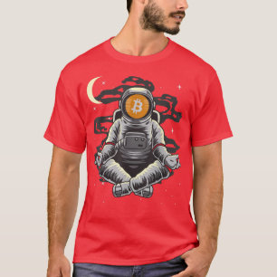 T-shirt L'Astronaute Yoga BitCoin BTC Pièce À La Crypto Lu