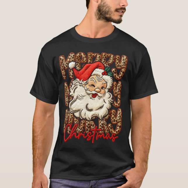 T-shirt Latch Hook Yarn Crochet Coquette Merry Christmas L (Devant)