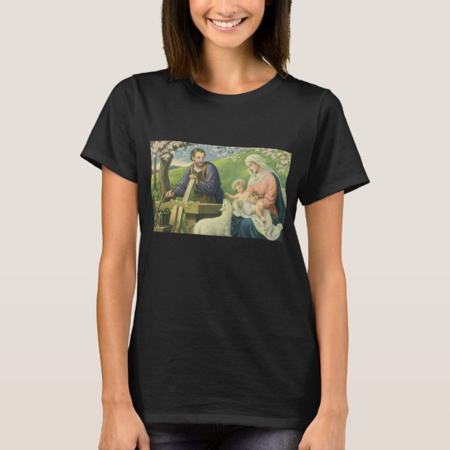 T-shirt L'atelier de Joseph avec Marie et l'enfant Jésus (Devant)