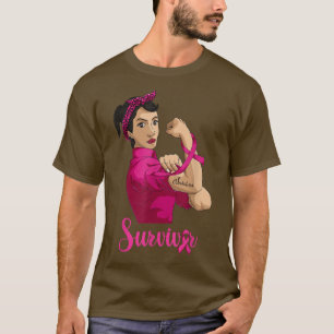 T-shirt Latina Femme Cancer du sein, Survivant Femme forte