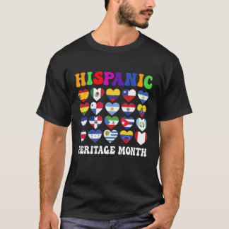 T-shirt Latino Countries Flags Heart Hispanic Heritage Mon
