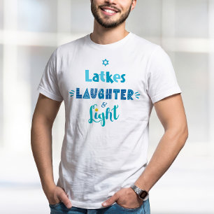 T-shirt Latkes Laughter Light Typography Hanoukka Modern