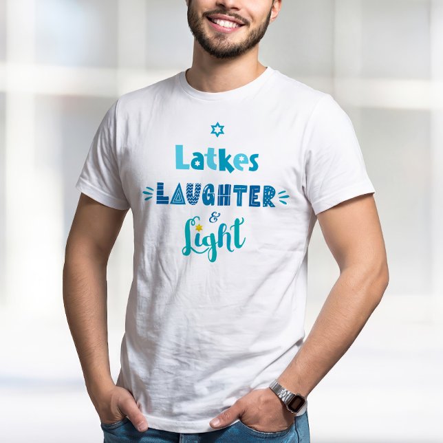 T-shirt Latkes Laughter Light Typography Hanoukka Modern (Créateur téléchargé)