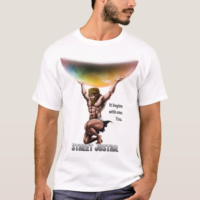 T-shirt L'atlas conquiert tous par la justice de rue (Devant)