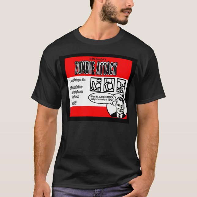 T-SHIRT L'ATTAQUE DES ZOMBIES DÉCHAÎNE! (Devant)