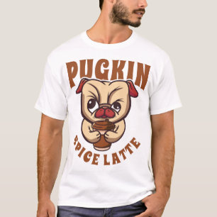 T-shirt Latte Café Épice Pugkin Épice Citrouille Pug Propr