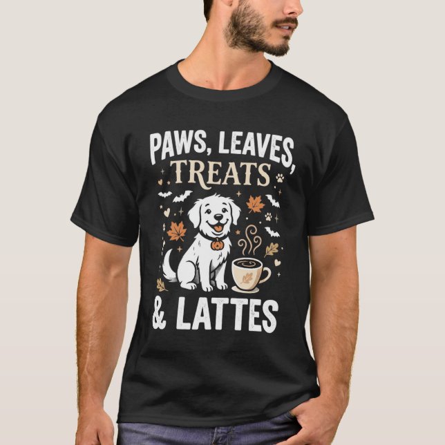 T-shirt Latté Chute de Chien Halloween (Devant)