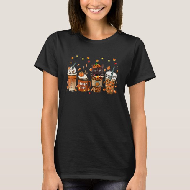 T-shirt Latte glacé au café d'automne au potiron et aux ép (Devant)
