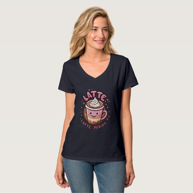 T-shirt Latte mignonne pour les amateurs de café (Devant entier)