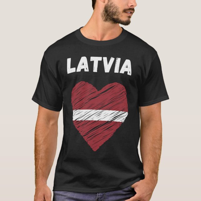 T-shirt Latvia Flag Holiday Latvia Heart Latvian Flag (Devant)