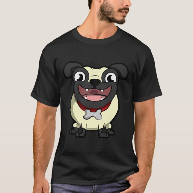 T-shirt Laughing Pug Premium Scoop 468 (Devant)