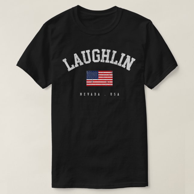 T-shirt Laughlin NV Retro American Flag USA Ville Nom (Design devant)