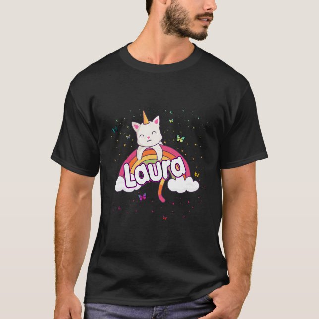 T-shirt Laura Nom Adorable Avec Beau Caticorn (Devant)