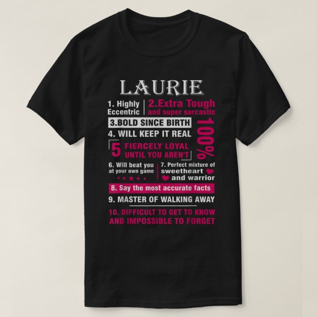 T-shirt LAURIE Highly Excentric 10 Faits Chemise Prénom (Design devant)