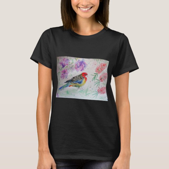 T-shirt L'australienne Rosella Parrot Watercolor art T Shi (Devant)